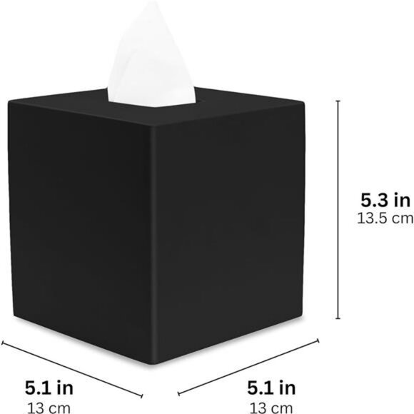 Matte black square tissue box cover decorative tissue holder for bathroom office - Picture 3 of 8